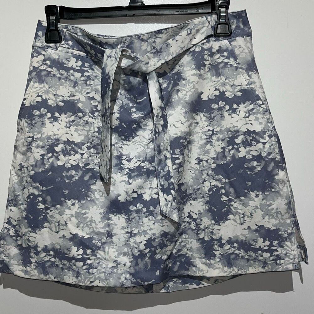 Lady Hagen Women's Gray‎ White Floral Tie Waist Tennis Golf Skort Skirt Size 2